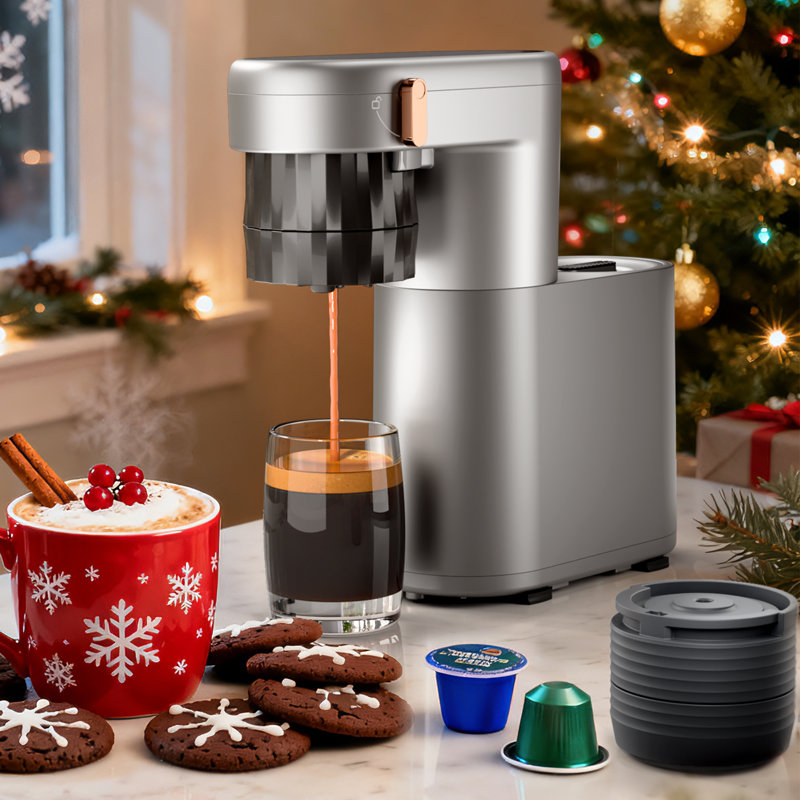 C1 Pro Portable Electric Single Serve Coffee Maker Instant Heating 20 Bar Travel Touchscreen 180° Swivel Body Espresso Maker With Ground Coffee & NS Capsule, Rechargeable, 6.1Oz Water Tank
