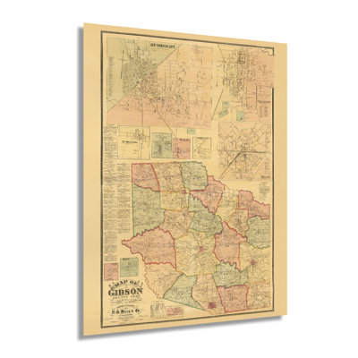 1877 Gibson County Tennessee Map On Paper Print