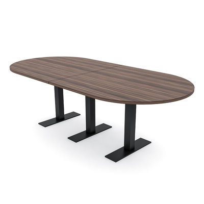Racetrack Shaped Conference Table with Metal T Base