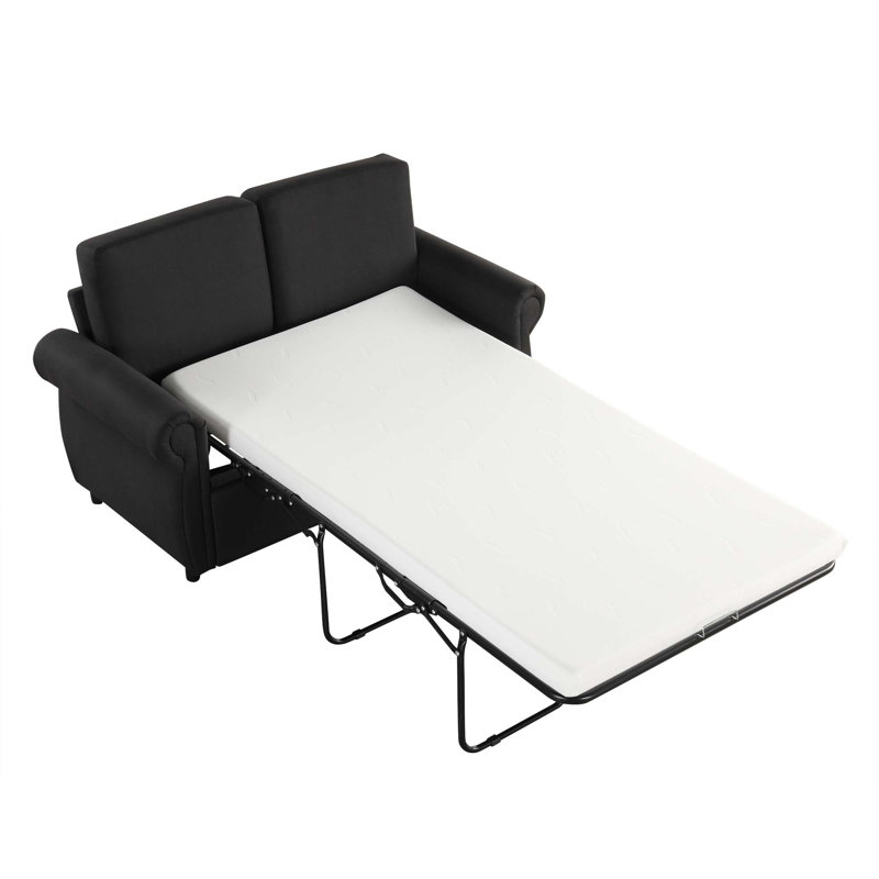 Causeuse-lit avec matelas à mémoire de forme simple, Noir, noir, noir, noir
