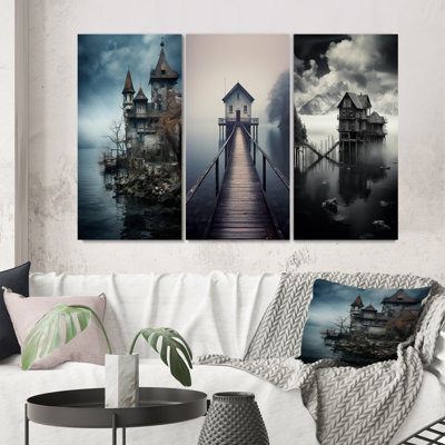 «Mysterious Castle By The Misty Lake», 3 pièces
