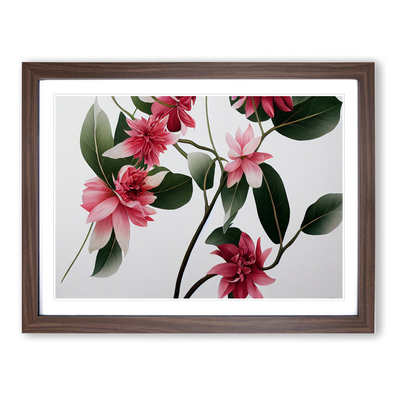 Fine Flowers - Single Picture Frame Print, 46cm H x 64cm W x 2cm D, Walnut Framed