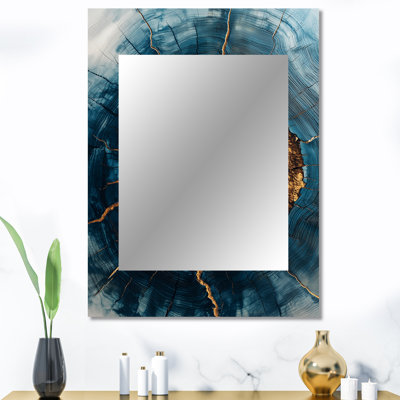 Wood Slide Of A Blue Lake Forest IV - miroir mural en bois, miroir décoratif traditionnel, impression d'art en métal