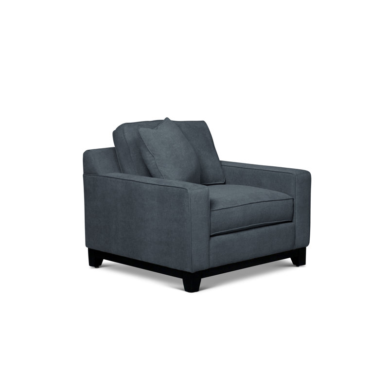 Fauteuil en chenille capitonné de 40 po de largeur Brunhild, Chenille navale céleste