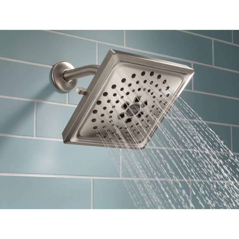 Pomme de douche carrée à 3 jets d'eau H2Okinetic 1,75 gallons par minute, Acier inoxydable Brilliance