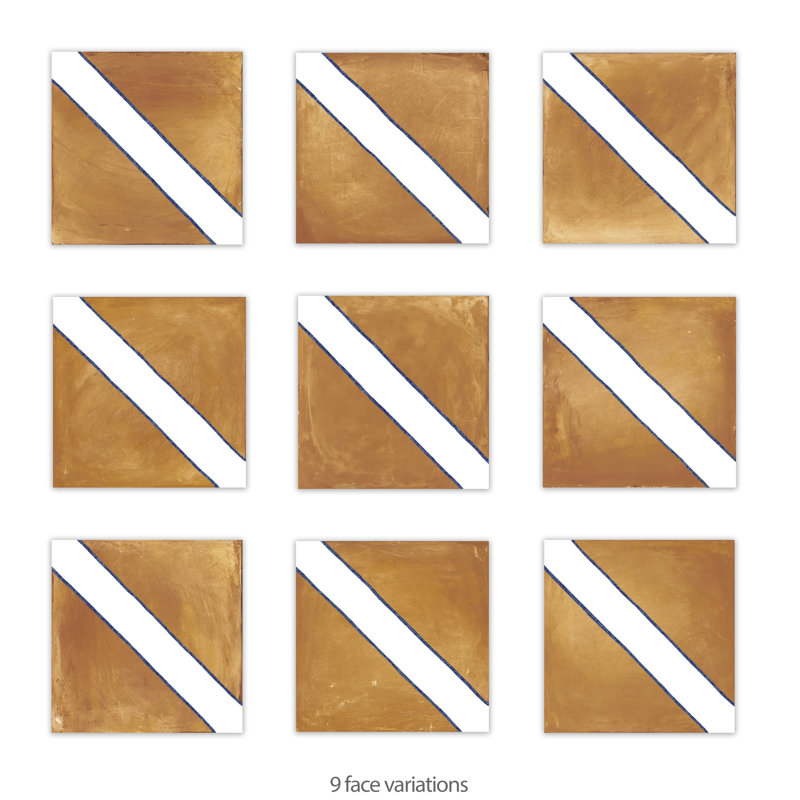 Sentier 8" x 8" Porcelain Wall & Floor Tile, Brown/White/Blue
