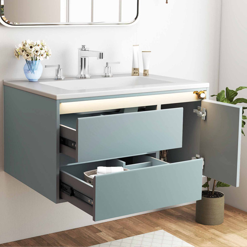 Meuble-lavabo flottant 31 po avec capteur DEL