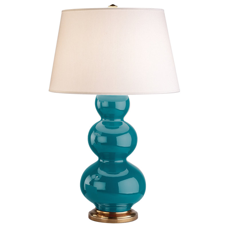 Triple Gourd Table Lamp, Peacock/Brass