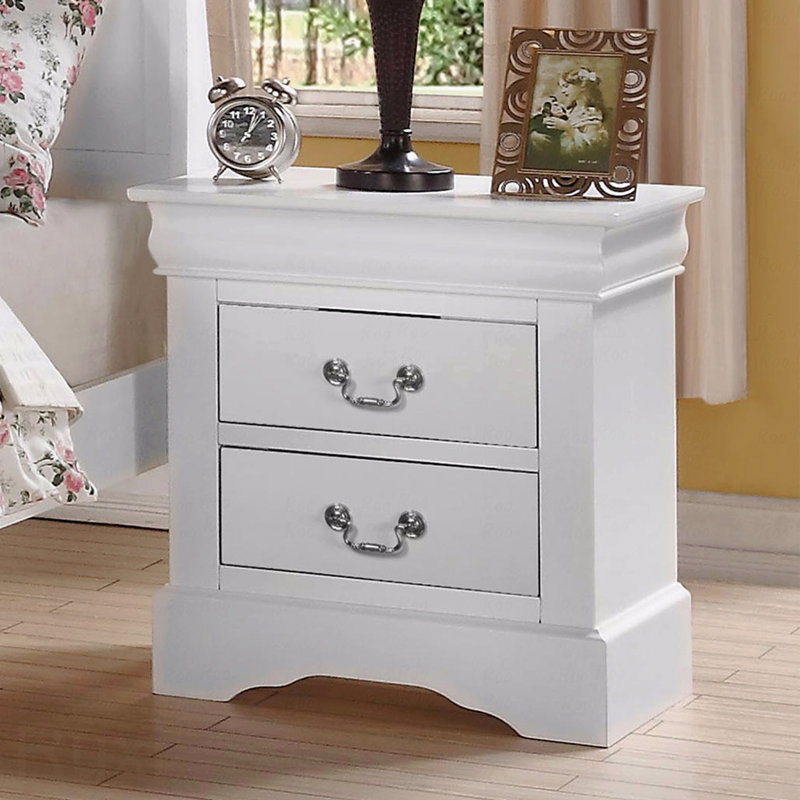 2-Drawers Solid Pine Bedroom Nightstand