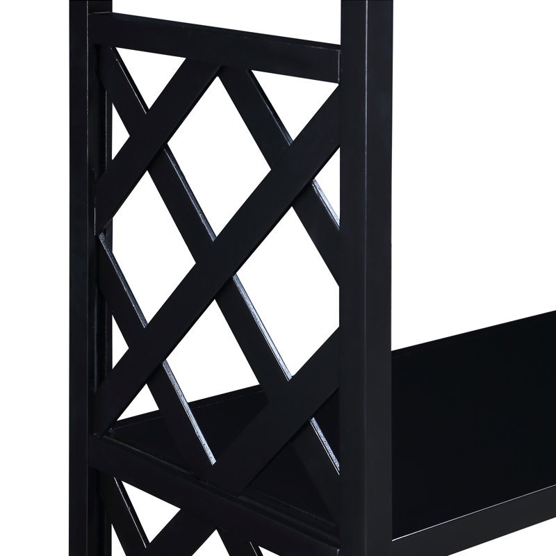 3-Tier Console Table With Storage Shelves, Black