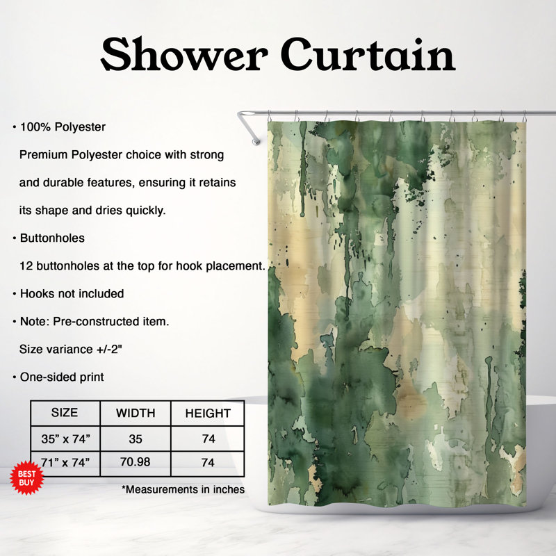 Water Tints - Premium Shower Curtain, 74" H x 71" W