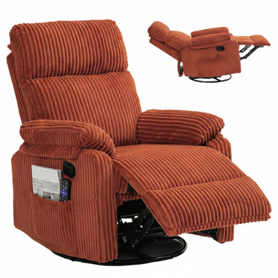 Fauteuil inclinable à bascule pivotant à 360 degrés pour adultes, conception compacte pour petits espaces, revêtu de velours côtelé pour un confort ultime