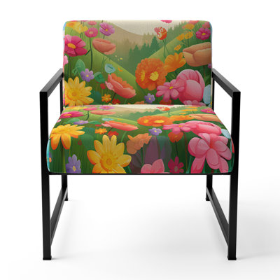 Mauve Butterfles Paradise Rainbow Flowerfield III - Fauteuil rembourré Boho, fauteuil d'appoint Butterfly Art