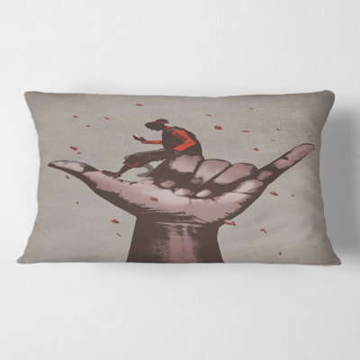 Call Me Sign with Man Using Mobile Phone Rectangular Pillow Cover & Insert