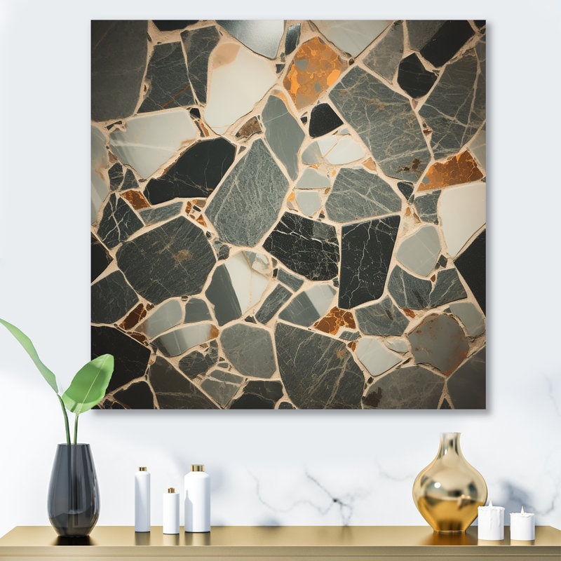 «Gray Abstract Harmony In Tiles II», art mural en métal abstrait, H 29 po x l 29 po