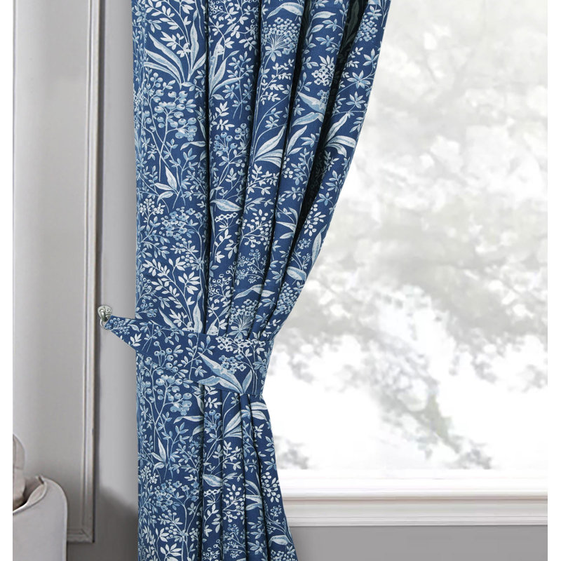 Mckew Room Darkening Pencil Pleat Curtain Pair, 114 W x 137 D cm, Navy