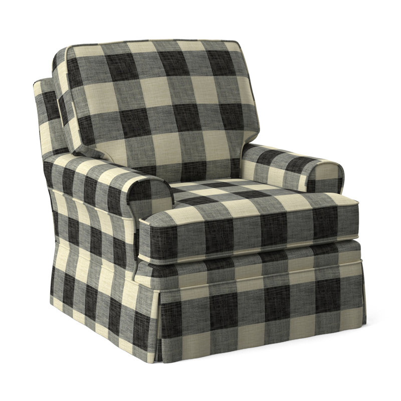 Belmont Swivel Armchair, Black Buffalo Check; 0120-81