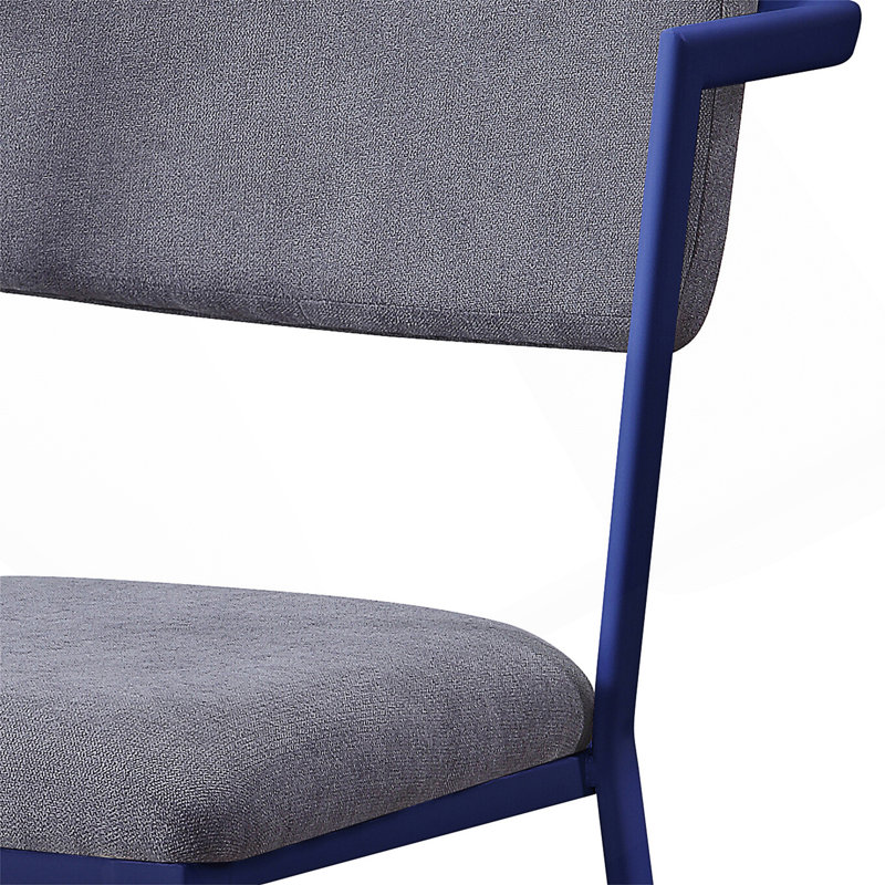 Chaise de bureau rembourrée à dossier ouvert avec tissu gris, siège rembourré et structure en métal durable pour plus de confort et de style