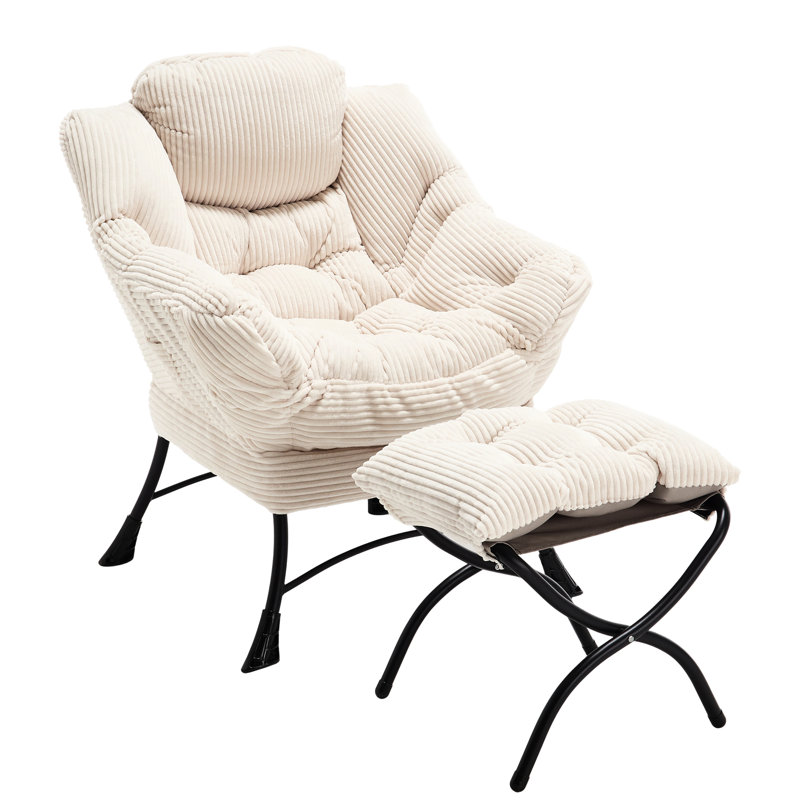 Méridienne douce et moelleuse avec - Accent moderne pour fauteuil de chambre à coucher, Blanc