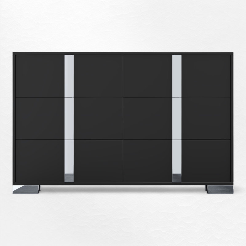 6 Drawer 47.3" W Double Dresser, Black