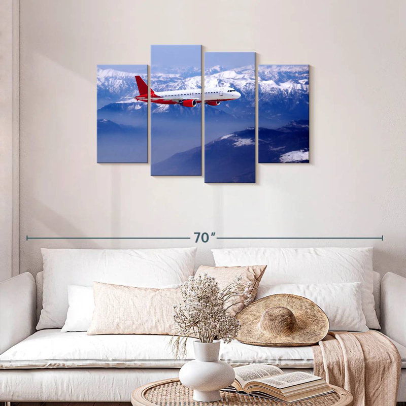 Mehar Airplane Over Snowy Mountain, 27" H x 43" W
