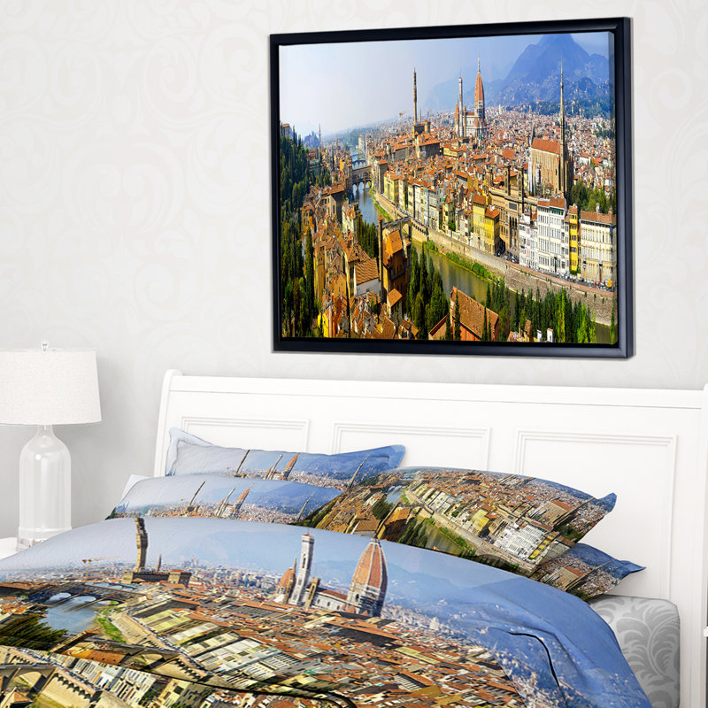 Photographie de paysage urbain «Florence Panoramic View», H 30 po x l 40 po x P 1,5 po, Toile avec cadre flottant