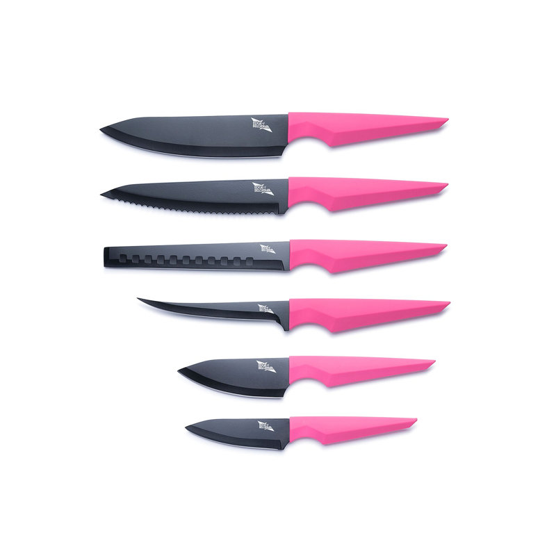 Edge Of Belgravia Precision 6 Piece Stainless Steel Assorted Knife Set, Pink