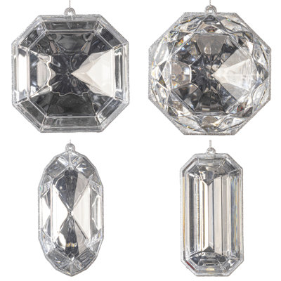 The Holiday Aisle® 4-5" Jewel Glitter Ornament Assorted, includes 4 pieces per bag