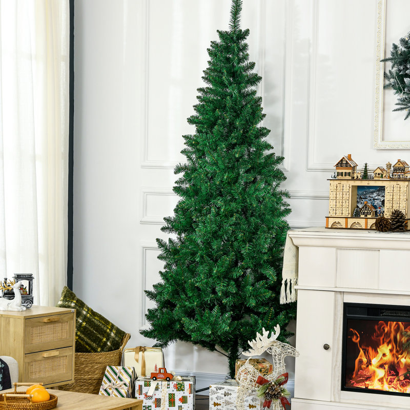 Demi-arbre de Noël artificiel 7 pi, 520 branches, ouverture automatique, base en acier, ensemencement