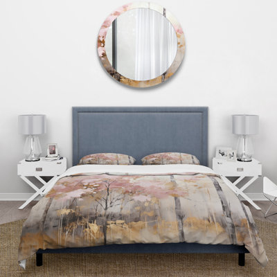 Minimalisme Gold Forest - ensemble de housse de couette paysages - microfibre de polyester