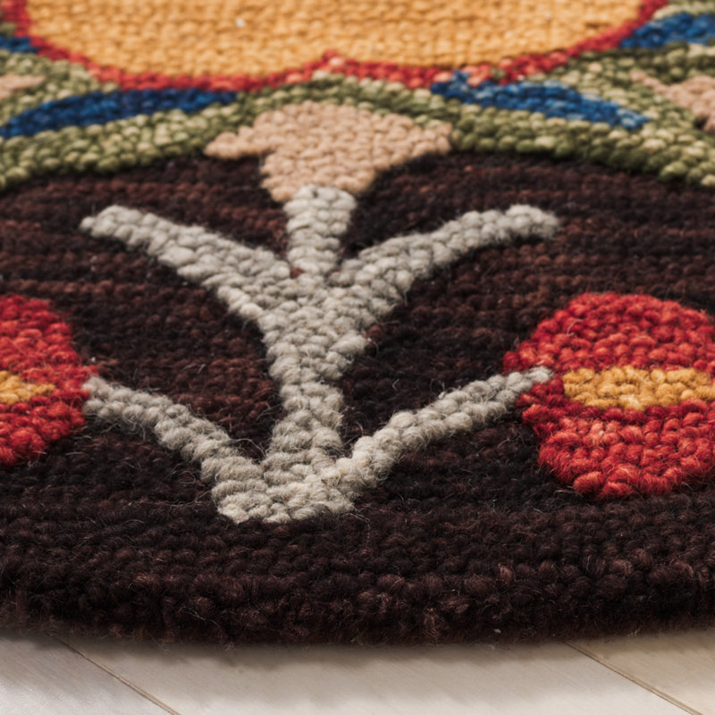 Tapis floral en laine et coton Soojin, Rond 6 pi