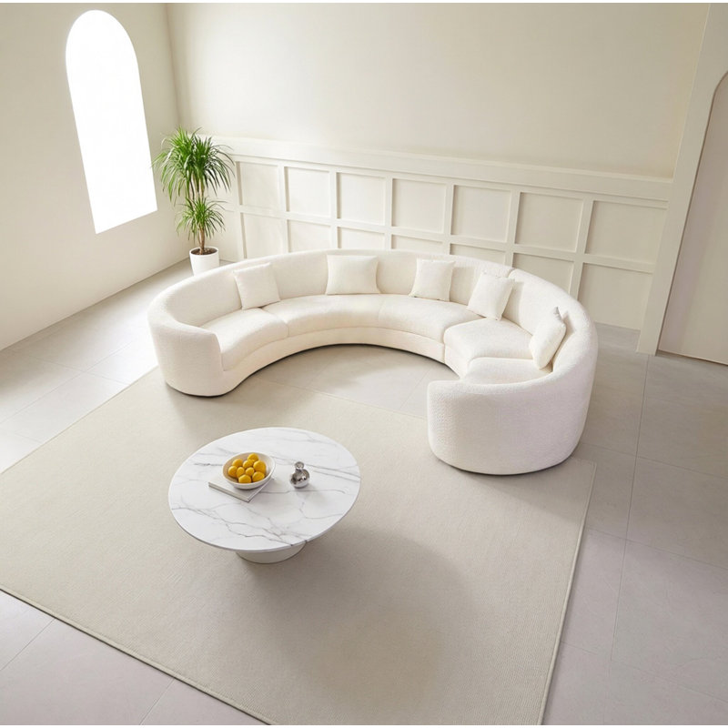Canapé de salon rond moderne, canapé modulaire incurvé pouvant accueillir jusqu'à 12 adultes, conception circulaire modulaire, canapé en demi-cercle réarrangé, mobilier de revêtement beige Boucle