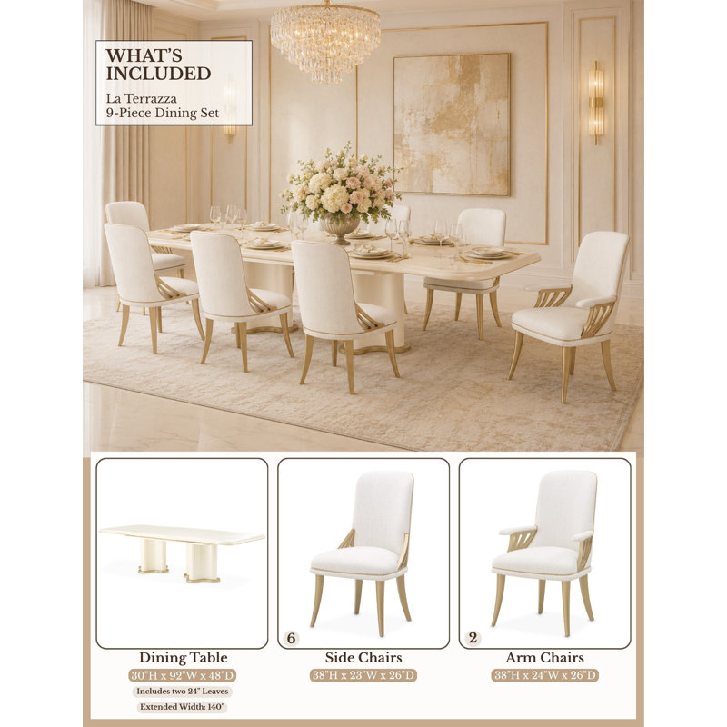 La Terrazza 9 - Piece Dining Set, 9 Pieces: Table, 8 Chairs
