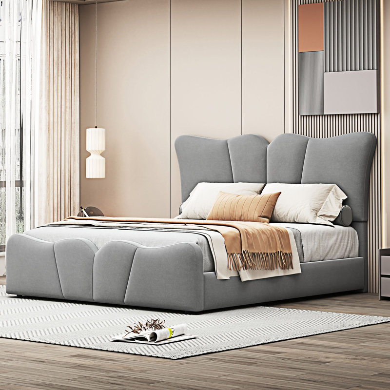 Tyliek Upholstered Platform Bed, Full, Beige