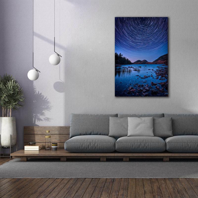 «Starry Night At Jordan Pond» par Rick Berk, art mural sur toile, H 60 po x l 40 po x P 1,5 po