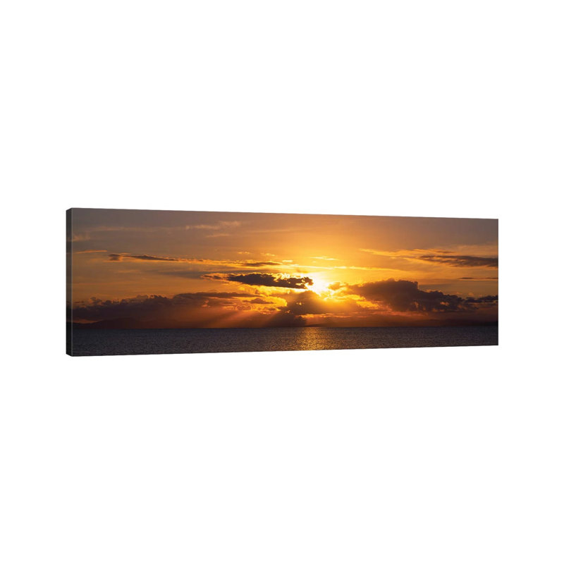 Sunset over the Atlantic Ocean, Vieques, Puerto Rico 1 Piece Wrapped Canvas Panoramic Wall Art