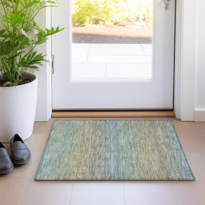 Machine Washable Indoor/Outdoor Christain ACN1292 Blue Rug