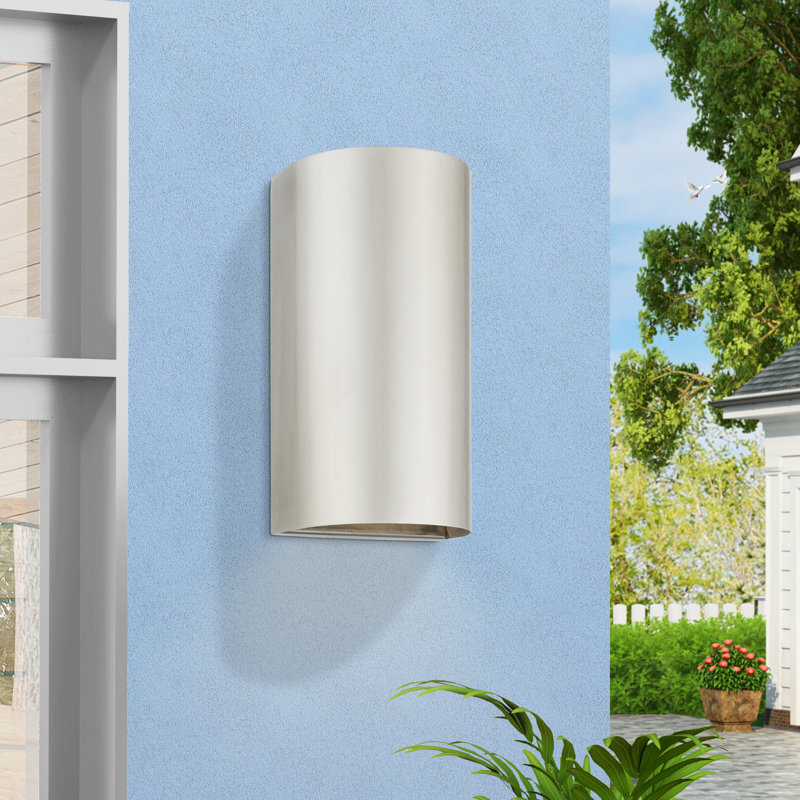 Dreylin 1 - Bulb Outdoor Flush Mount, Brushed Nickel, 10" H x 5" W x 3.95" D
