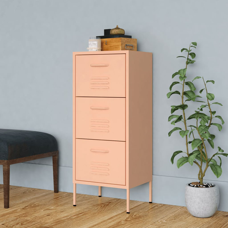 Storage Cabinet Freestanding File Cabinet with Shelves for Office Steel, Pink 1