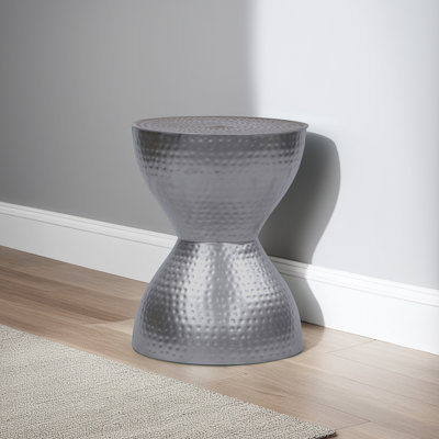 Beardall Metal Handmade Hammered Hourglass Side End Accent Table