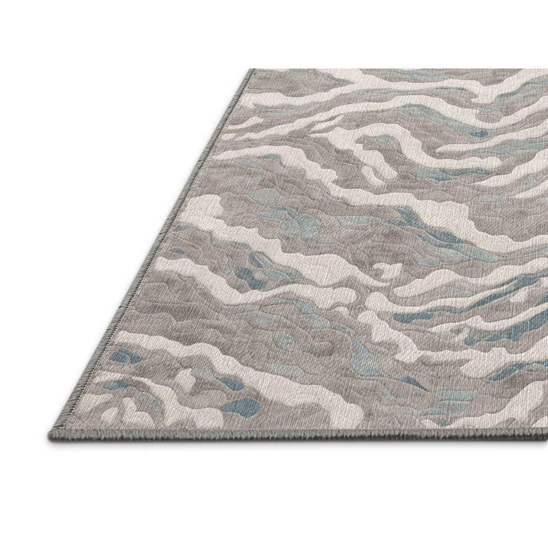 Machine Washable Gray Area Rug, Runner 2' x 4'