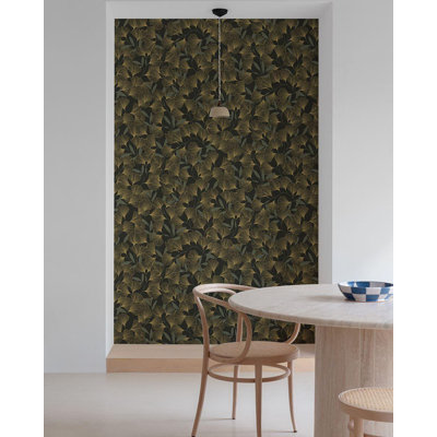 Rouleau de papier peint tropical L 33 pi x l 21 po Soman Ginko Leaves