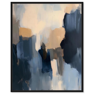 Bleu marine beige I, toile abstraite bleue par Art Remedy