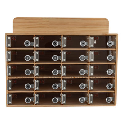 20 Slots Wood Cell Phone Storage Cabinet With Keys