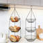 Ensemble de 2 paniers à fruits suspendus à 3 niveaux avec chaîne en métal robuste, organisateur de rangement en fil robuste pour la cuisine, le garde-manger, les pommes de terre, les oignons et les fruits