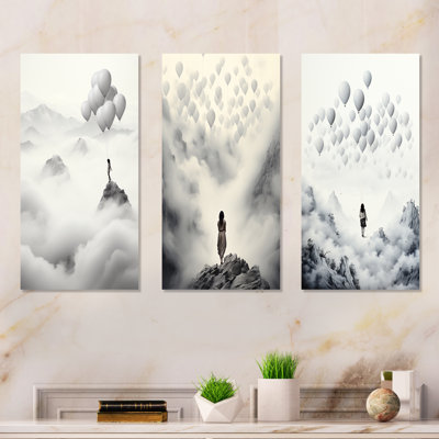 «Gray Sky Is The Limit Motivational Landscape I», ensemble d'art mural sur toile