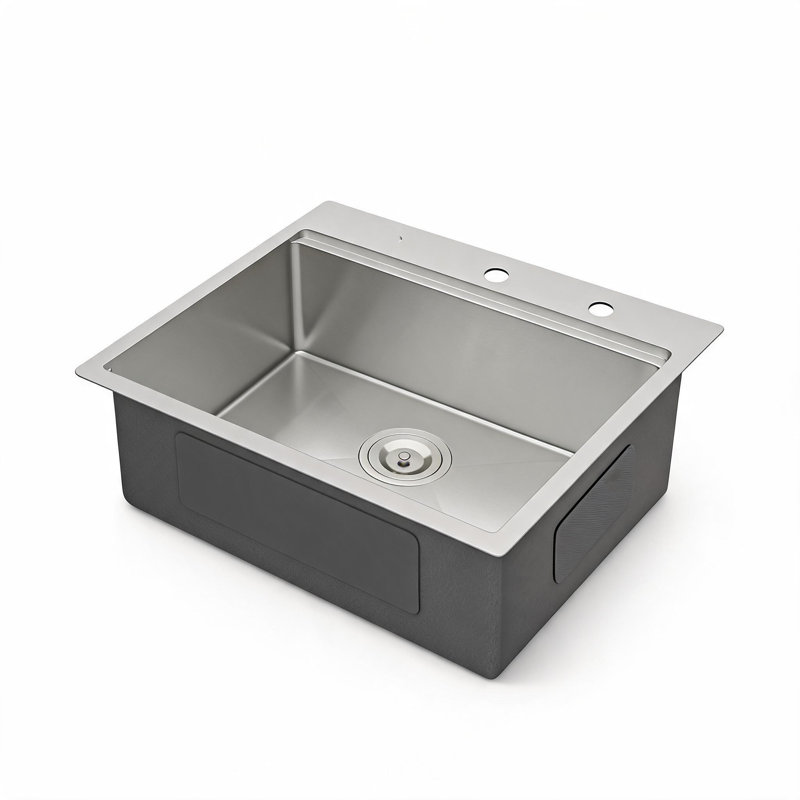 28 inch Brushed Nickel Stainless Steel 16 Gauge Drop-in Topmount Single Bowl Kitchen Sink with Workstation Accessories