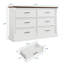 Commode 6 tiroirs blanche pour chambre à coucher, grande commode de ferme avec poignées en métal