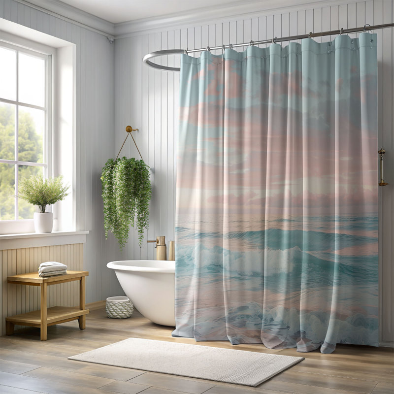 Rideau de douche 1 pièce Calm Marine Horizons, H 74 po x l 71 po