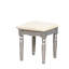 Coiffeuse et tabouret de style transitionnel (1 pièce), teinte argentée, miroir à 3 faces, tiroirs de rangement en bois massif pour la décoration de la chambre. Style, finition et utilisation.